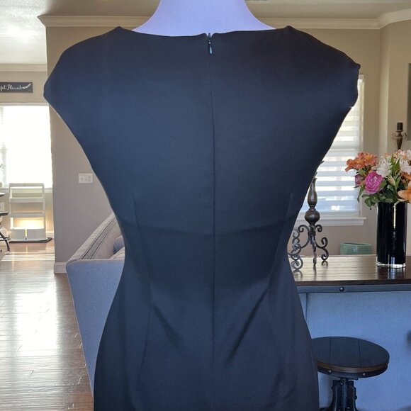 VTG Connected Apparel Women's Dress Size 6 Black Gold Midi Sheath Stretch - Picture 6 of 16